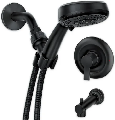 Miniatura 14 de Moen Meena Oro Bronceado Grifo de Ducha Moderno de Una Sola Manija con Ducha de Mano y Boquilla de Tina para Bañera, Válvula Incluida, 82618BZG