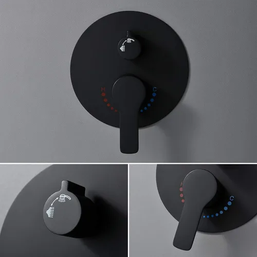 Miniatura 5 de Juego de grifo de ducha negro mate, sistema de ducha de lluvia que contiene cabezal de ducha de lluvia de 10 pulgadas con mano, juego de accesorios