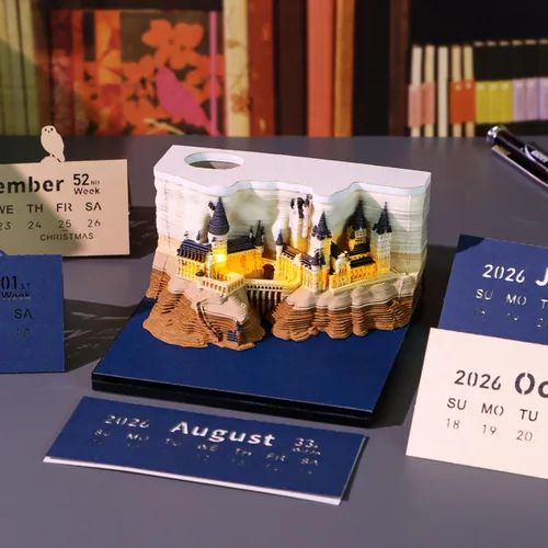 Miniatura 3 de Calendario 3D 2026 – Calendario de tiempo, calendario de escritorio 2026, bloc de notas, castillo mágico, bloc de notas 3D, notas adhesivas Bloc
