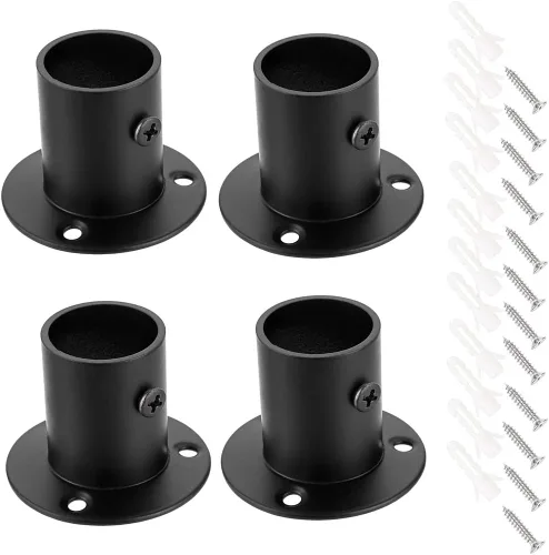 OwnMy Paquete de 4 soportes de barra de acero inoxidable, soporte de tubo de montaje en pared con tornillos para armario, armario, barra de cortina