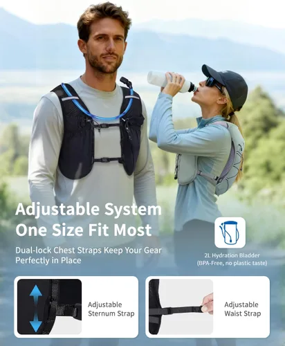 Miniatura 5 de ECOHUB Mochila de hidratación para correr, mochila ligera de hidratación para senderismo, ciclismo, maratón, mochila para mujeres y hombres