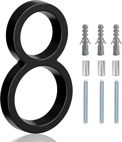 Miniatura 20 de Número de casa flotante de acero inoxidable de 5 pulgadas, números de casa modernos de metal antioxidante con kits de clavos para puerta, jardín