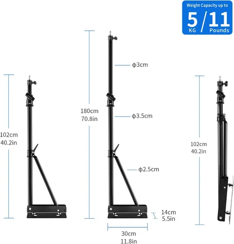 Miniatura 7 de Selens Brazo triangular para montaje en pared, longitud máxima: 5.9 pies/70.9 in, soporte de pared para cámara de rotación flexible de 180°
