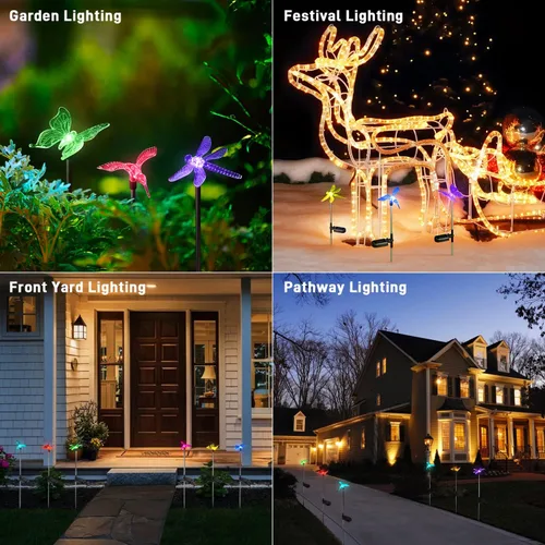 Miniatura 4 de OxyLED Juego de 6 luces solares para jardín, estaca LED para exteriores, iluminación que cambia de color, impermeable, luces solares de colibrí