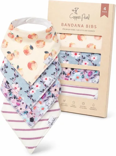 Miniatura 14 de Copper Pearl Baberos tipo bandana para bebé, paquete de 4 baberos de algodón suave para babear y dentición, absorbentes, ajuste ajustable, muchos