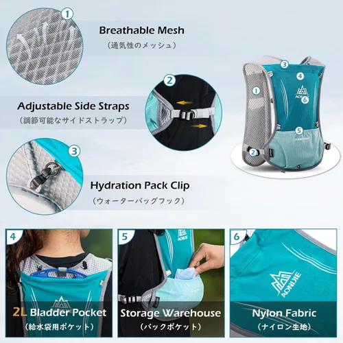 Miniatura 4 de TRIWONDER Running Vest Hydration Pack Backpack for Men & Women, Lightweight Trail Marathon Run Race Vest for Cycling Jogging