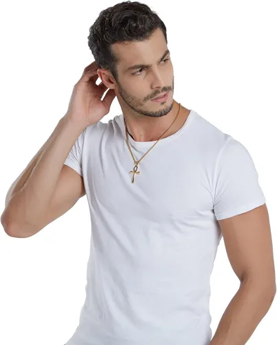 Miniatura 13 de Reve Collar con colgante religioso de cruz de Ankh copta de acero inoxidable para hombres y mujeres, cadena de 20 a 24 pulgadas