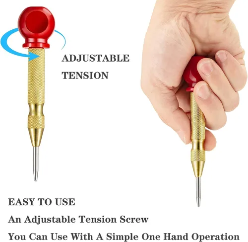 Miniatura 4 de Herramienta de taladro de metal de resorte ajustable con tapa de cojín e impacto ajustable para ventana de vidrio de plástico de madera, metal, etc.