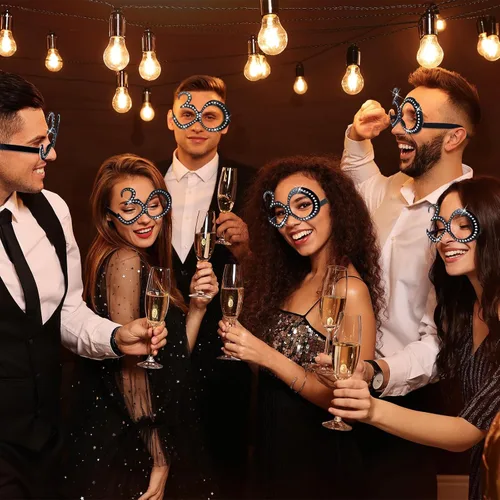 Miniatura 6 de Huwena 24 Pairs Birthday Glasses Number Crystal Frame Costume Sunglasses Novelty Eyewear Photo Booth Props Party Favors