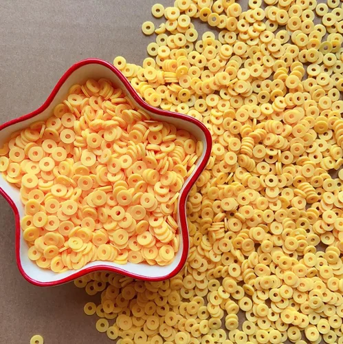 Miniatura 7 de 3000 cuentas redondas planas de polímero de vinilo Heishi para hacer joyas, mujeres, collares, pulseras y aretes (09-amarillo)