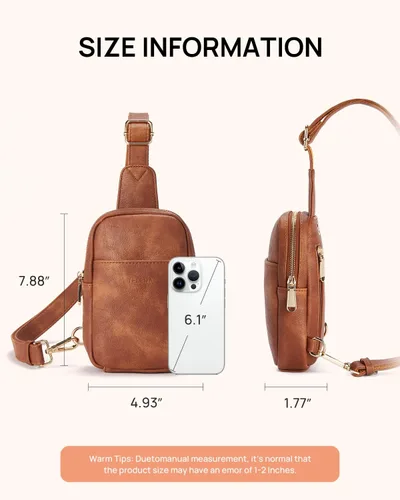 Miniatura 7 de Telena Riñonera pequeña para mujer, de cuero, cangureras, bolsa de pecho para mujer