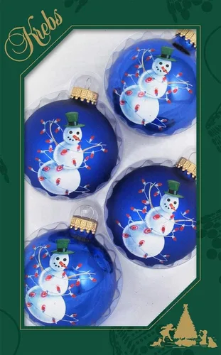 Miniatura 14 de Adornos de árbol de Navidad de vidrio - 67 mm/2.625" [4 piezas] Bolas decoradas de Adornos navideños sin costuras para colgar de Christmas by Krebs