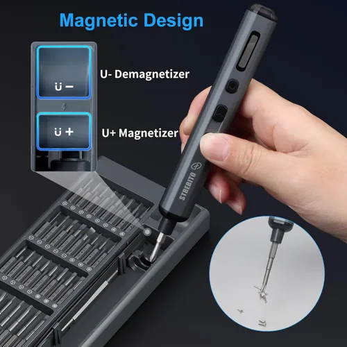 Miniatura 5 de STREBITO Juego Mini de Destornilladores Eléctricos, Kit de Destornillador Eléctrico de Máxima Precisión 70-en-1 con Luces, 5 Niveles de Par
