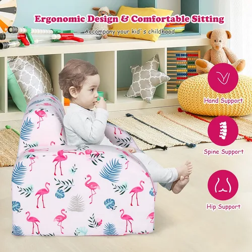 Miniatura 5 de HONEY JOY Sofá para niños, sofá plegable convertible 3 en 1 para niños y cómoda silla tumbona abierta para jugar, sofá plegable de espuma, regalo