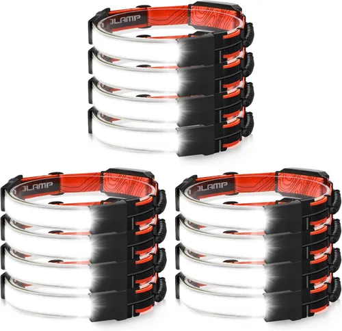 Miniatura 12 de Linterna Frontal LED 4 Unidades, 1000 Lúmenes 230° Haz Ancho, Lámpara de Cabeza Recargable USB con Luz Trasera Roja, Linternas Frontales Ligeras e