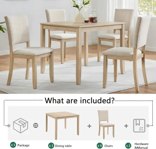 Miniatura 7 de Harper & Bright Designs Juego Moderno de Mesa de Comedor de 5 Piezas de Madera para 4 - Mesa de Cocina Cuadrada Pequeña de 34.5" & Sillas con Roble