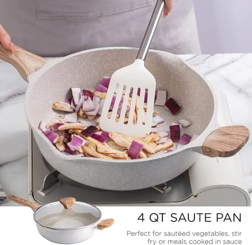Miniatura 6 de Country Kitchen Juego de utensilios de cocina de aluminio fundido antiadherente, utensilios de cocina duraderos para cocinar todos los días, crema