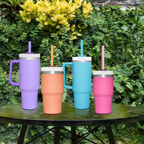 Miniatura 7 de Paquete de 10 popotes de repuesto para vaso Stanley de 40 oz y 30 oz, color brillante. Popotes reutilizables aptos para lavavajillas con cepillo