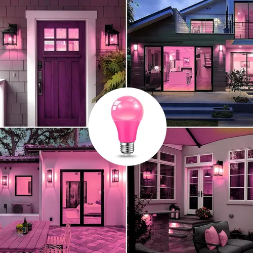 Miniatura 5 de JAHEKS Bombillas LED rosas para interiores y exteriores, 9 W (equivalente a 60 W), base E26, bombilla rosa para Navidad, Halloween, boda, fiesta