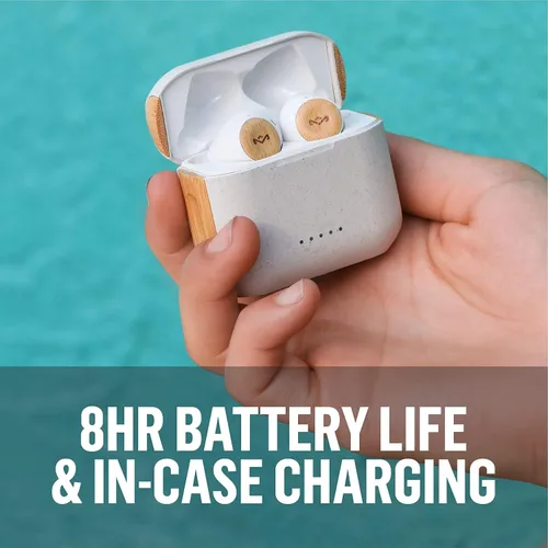 Miniatura 6 de House of Marley Rebel - Auriculares inalámbricos con micrófono, conectividad Bluetooth, batería de 8 horas de duración con carga de funda y Crema