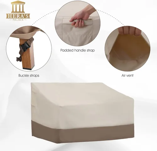 Miniatura 6 de HERA'S PALACE Funda impermeable para banco de exteriores, funda de sofá resistente 600D, resistente al viento y anti-UV, fundas para muebles