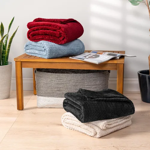 Miniatura 7 de PAVILIA - Manta de forro polar suave y sólida de color negro para sofá, mantas ligeras y mullidas y cálidas para cama, manta de franela mullida
