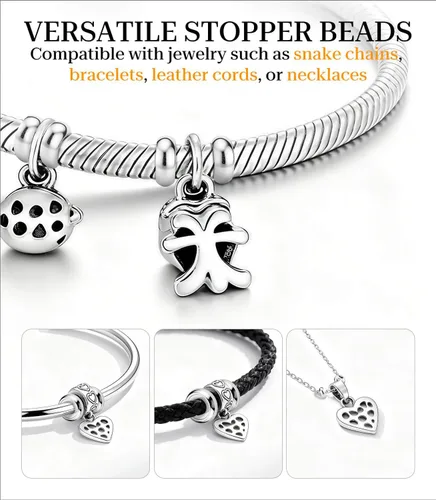 Miniatura 6 de GW Abalorios redondos de plata de ley 925 para pulseras de dijes para mujeres