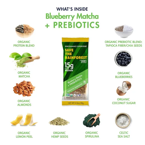 Miniatura 3 de SHANTI BALANCE SAVE THE RAINFOREST Blueberry Matcha Proteína vegetal de 0.53 oz Superalimento orgánico sin gluten Prebióticos para la salud