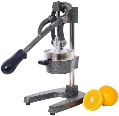 Miniatura 5 de Exprimidor de cítricos de hierro fundido, prensa manual extra grande de grado comercial, exprimidor de encimera resistente para jugo de naranja Gris