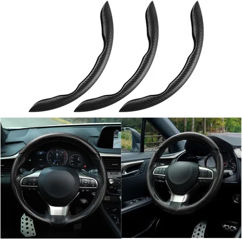 Mandark 3 fundas de fibra de carbono para volante de automóvil, protector de volante de cuero antideslizante para automóvil, accesorios de