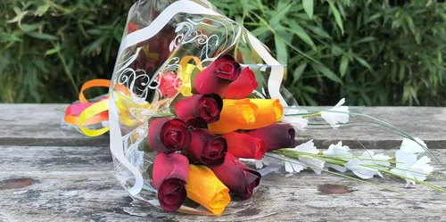 Miniatura 4 de Ramo de colores oscuros de cosecha de otoño amarillos, naranjas, rojos (1 docena)