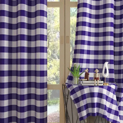 Miniatura 15 de UPOPO Cortinas de ventana Buffalo Check 122 cm de largo, cortinas de algodón para sala de estar, paneles de cortina a cuadros para dormitorio