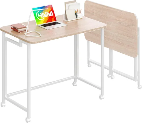 Miniatura 20 de 4NM Escritorio de computadora rodante móvil pequeño de 23.6", mesa carrito plegable para laptop con ruedas, escritorio de oficina portátil para Todo
