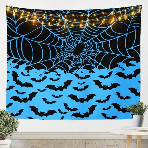 Miniatura 15 de Feelyou Halloween Wall Art for Bedroom Living Room Cartoon Ghost Tapestry Decoration for Kids Boys Girls Red Tapestry Wall Hanging Ghost Festival