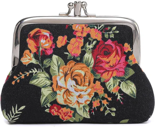 Miniatura 7 de Monedero con adorable diseño floral y hebilla, bolso vintage de cierre suave