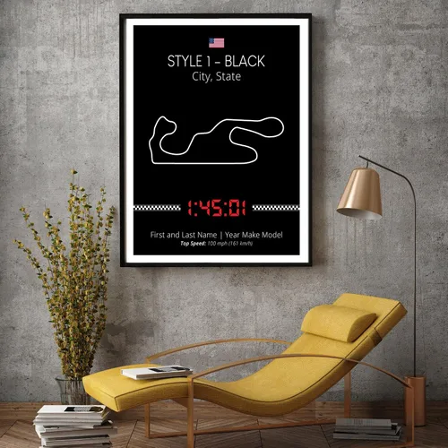 Miniatura 8 de Póster personalizable para pista de carreras, impresión personalizable hecha a mano, estilo 1, impresión metálica negra de 8 x 10 pulgadas