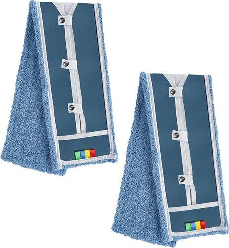 Miniatura 10 de MASTERTOP Trapeador de polvo para limpieza de pisos, mopa de microfibra con 2 almohadillas lavables, mango largo ajustable en altura, trapeador Gris