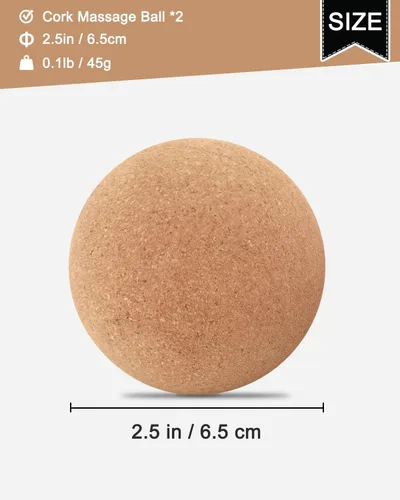 Miniatura 2 de KITWILD Bola de masaje de corcho, bola de masaje de partículas finas de alta densidad para masaje muscular de tejido profundo, liberación miofascial