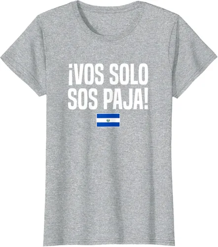 Miniatura 30 de Camiseta Vos Solo Sos Paja Salvadoran Slang Bandera de El Salvador, Negro