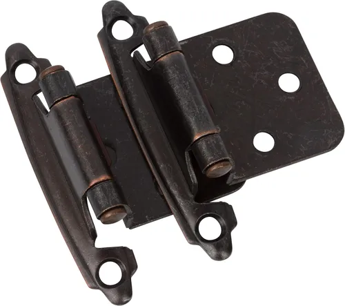 Miniatura 5 de DecoBasics Bisagras de gabinete de latón antiguo para armarios de cocina (25 pares -50 piezas) -Superposición de 1/2 pulgada (variable), bisagras