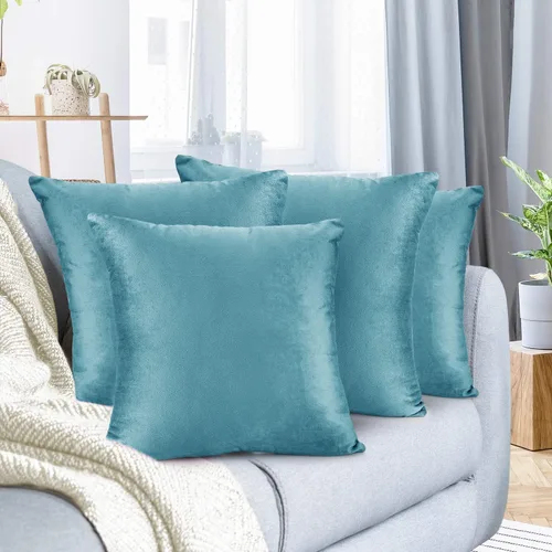 Nestl Fundas de cojín de terciopelo acogedoras para exterior, fundas de cojín decorativas suaves y lisas de 18x18 pulgadas para sofá, cama y Azul