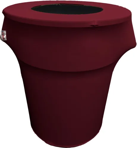 Miniatura 48 de LA Linen Cubierta para cubo de basura ajustable de elastano elástico de 32 galones, cubierta redonda para contenedor de residuos, decoración de Gris