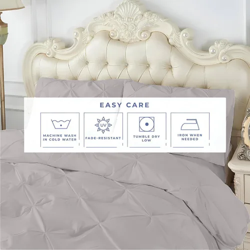 Miniatura 16 de Kotton Culture 1 Pc Twin/Twin XL Size Pinch Pleated - Pintuck Duvet Cover Only - 100% Egyptian Cotton Sateen -1000 TC Luxury Comforter Cover-Zipper