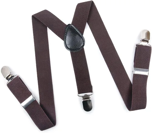 Miniatura 6 de SMAGREHO Tirantes elásticos para niños y niñas, estilo espalda en Y, ajustables, color sólido, para niños y niñas, color marrón, 22 pulgadas
