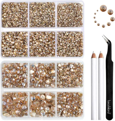 Miniatura 23 de Beadsland 8300 diamantes de imitación con parte trasera plana, diamantes de imitación redondos de cristal azules para manualidades, mezcla de 10
