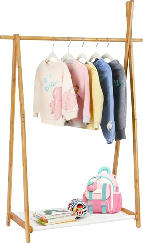 Jotsport Estante plegable de bambú para niños, con almacenamiento Farbico, pequeño armario abierto para sala de juegos, guardería, baby shower