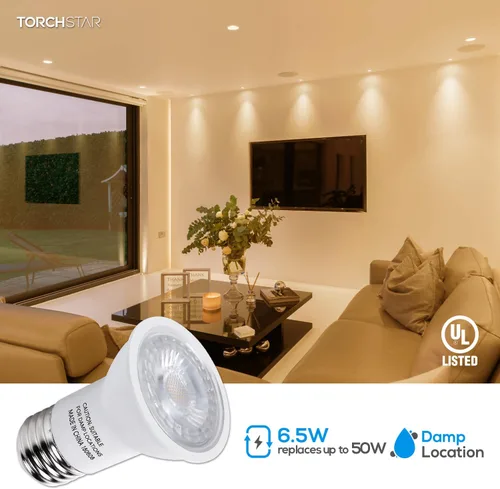 Miniatura 2 de TORCHSTAR Bombilla LED PAR16, Luz de Foco Regulable Certificada por UL, Ángulo de Haz de 40°, Foco de Riel de 500LM, Bombillas de Luz de Riel Blanco