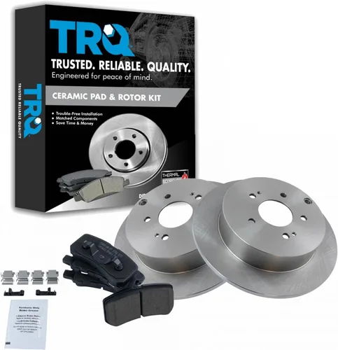 Miniatura 49 de TRQ Kit de rotor de freno trasero y pastillas de cerámica Posi premium compatible con camioneta Chevy GMC