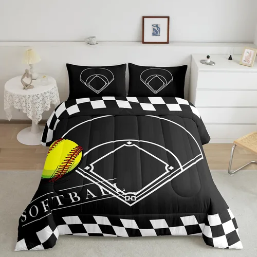 Miniatura 14 de Erosebridal Juego de ropa de cama de baloncesto tamaño individual para niños, juego de edredón deportivo para cancha de baloncesto, edredón marrón