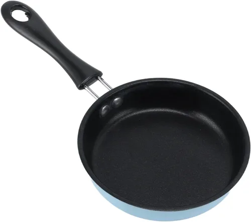 VBESTLIFE Mini sartén, mini sartén de acero para huevos y tortillas con mango largo, sartén de 4.9 pulgadas, ahorro de energía para calentamiento